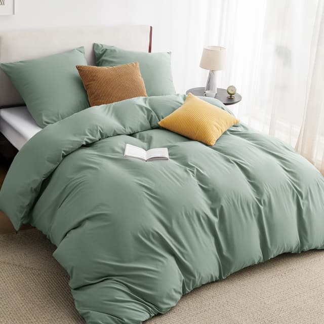 🛏️💚 BEDSURE Bettwäsche 155x220 3teilig Salbeigrün - Ultraweich und Atmungsaktiv