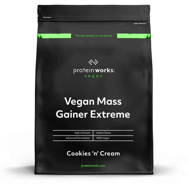 Protein Works Vegan Mass Gainer Extreme | Cookies n Cream | Kalorienreicher & Proteinreicher Pulver-Shake