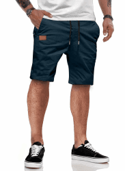 JMIERR Kurze Hosen Herren Shorts Sommer Chino Baumwolle Elastische Taille mit Taschen XXL E Blau 🩳