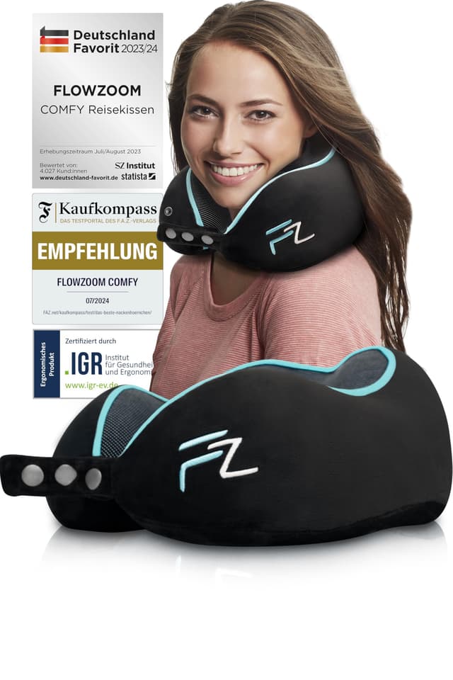 🚀 Angebot: FLOWZOOM Comfy Nackenkissen für Flugzeug & Auto - Schwarz