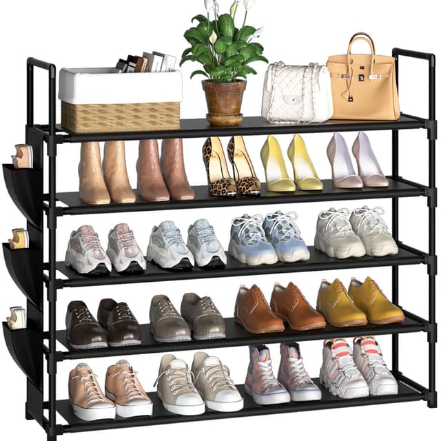👠 OYREL Schuhregal 5 Ebenen Schuhständer Schwarz 5 Tier