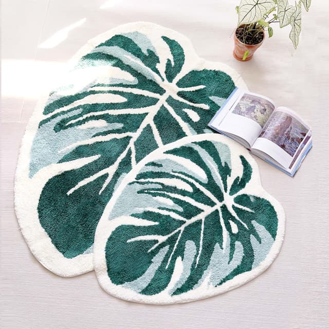 THRILRUG 70×92cm Badezimmerteppich Grün groß Monstera Blattfläche 🌿