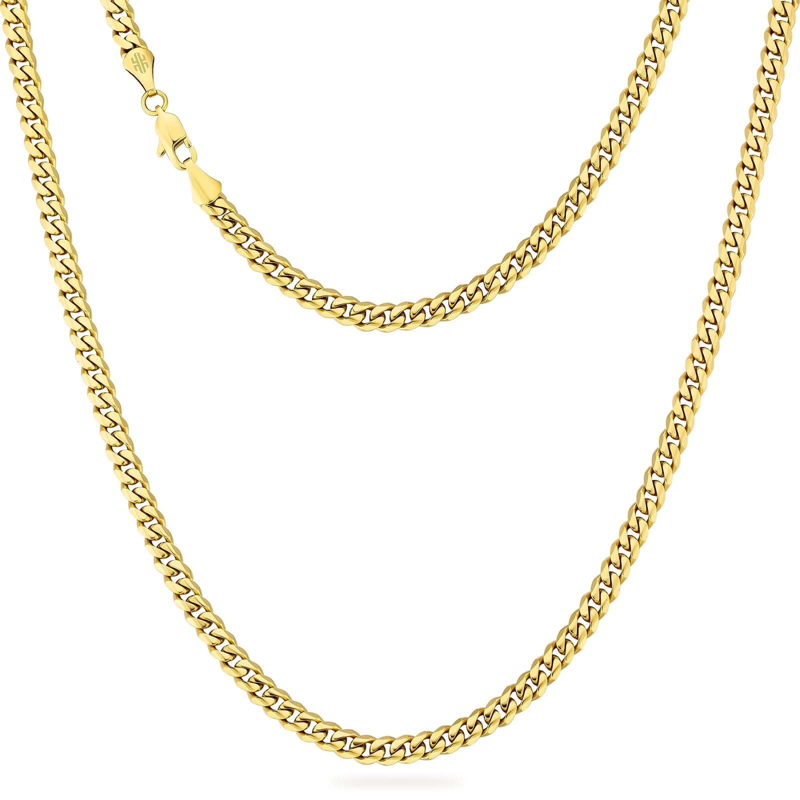 KRKC&CO Herren Halskette mit Diamantschliff, 14K Gold Vergoldet Cuban Chain
