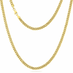 KRKC&CO Herren Halskette mit Diamantschliff, 14K Gold Vergoldet Cuban Chain