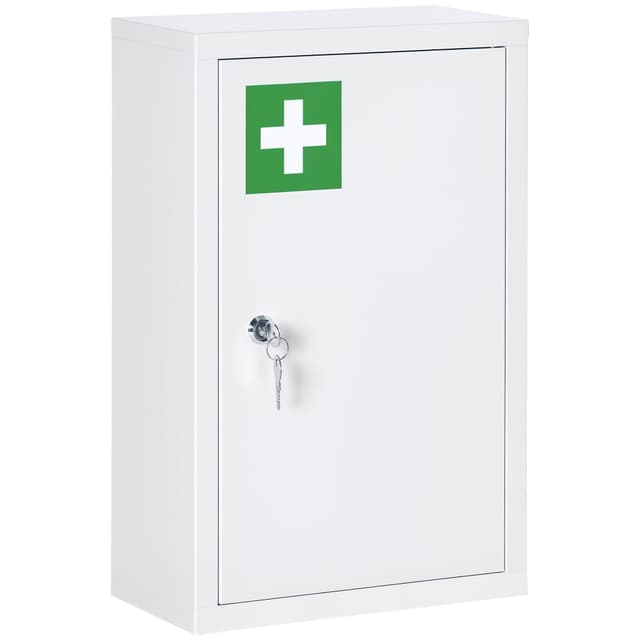 🏥 Kleankin Medizinschrank mit 3 Fächern - Abschließbarer Erste Hilfe Schrank 🗝️