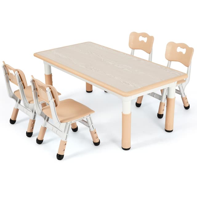 MAMIZO Kindertisch Packung mit 4 Stühlen 🌟 Kinder Sitzgruppe Höhenverstellbar 🎨 Kindermöbel Set für Kinderzimmer 👶