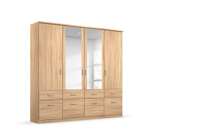 Rauch Möbel Bremen Schrank Drehtürenschrank Kleiderschrank in Eiche Sonoma mit Spiegel und Schubladen 🌟