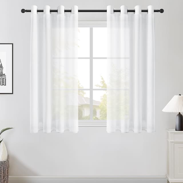 🌟 Topfinel Gardinen Kurz Vorhang 2er Set 145x140cm Weiß