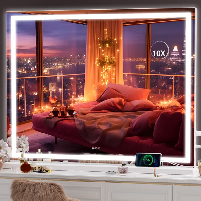 HASIPU Kosmetikspiegel mit Beleuchtung, 100 x 75cm LED Schminkspiegel