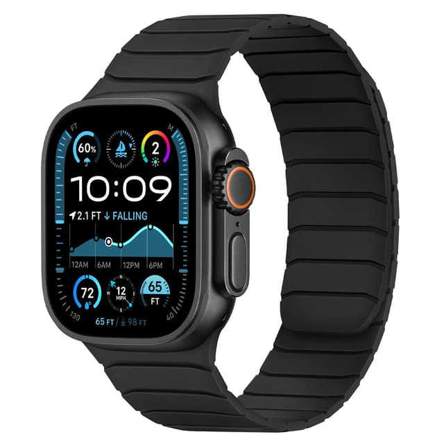 🌟 Tasikar Magnetisch Armband für Apple Watch | Silikon Ersatzband | Schwarz 44mm/45mm/46mm/49mm/42mm