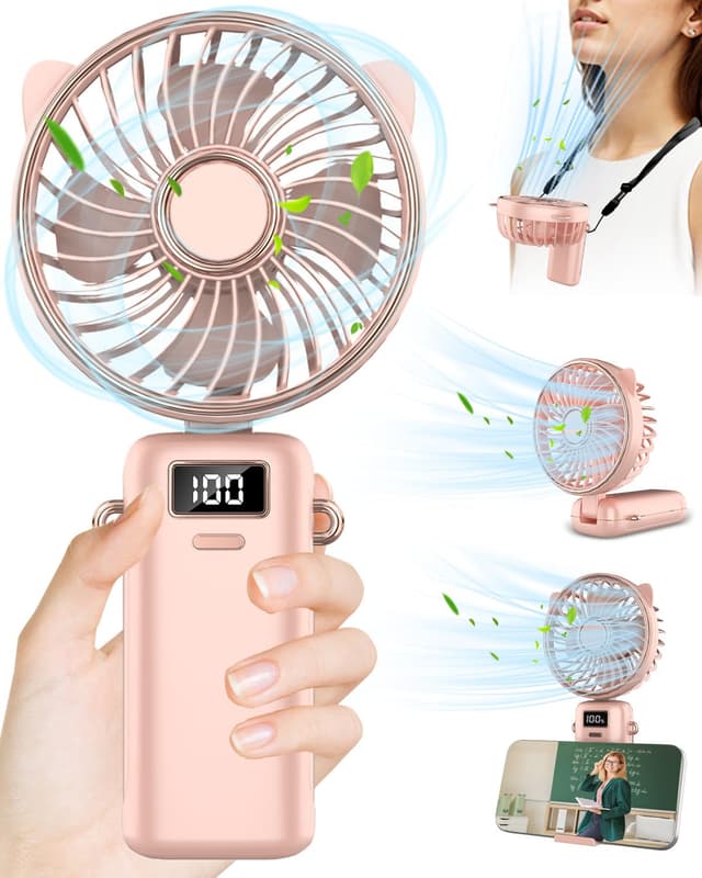 🌀 Kouric Tragbarer Mini-Ventilator mit Powerbank 4500 mAh - 3 einstellbare Geschwindigkeiten 🌀