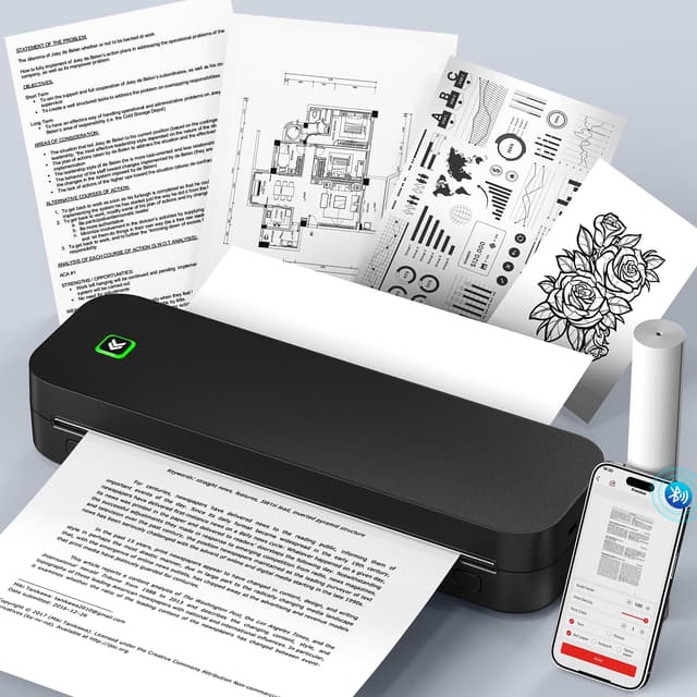 Ablemark Bluetooth Thermodrucker A4, Portable Mobiler Drucker A4 für Unterwegs 🖨️📱