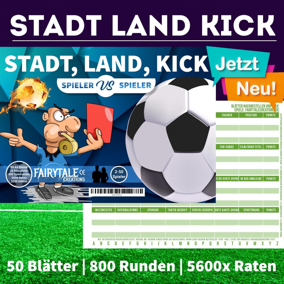 Stadt Land Kick - Fußball Edition 🎁🎉 | Familienspiel | Geschenkidee