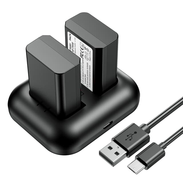 ENEGON NP-FW50 Akku 1300mAh und Dual USB Ladegerät Kit für Sony ZV-E10 A6000, A6500, A6300, A6400, A7, A7II, A7RII, A7SII, A7S, A7S2, A7R, A7R2, A55, A5100, A5000,A3000, A55,RX10 2 * NP-FW50 AKKU 📸