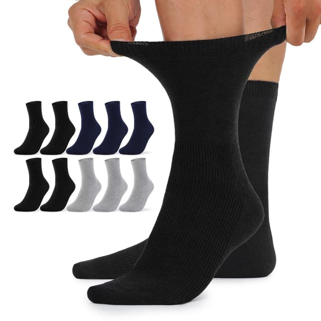 🧦 TUUHAW 10 Paar Diabetikersocken Herren und Damen ohne Gummibund 43-46