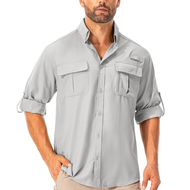 🌞 Asfixiado UV Shirt Herren Safari UPF50+ UV Schutz Wanderhemd 🌿