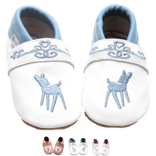 Gipfli Baby Krabbelschuhe für Mädchen mit alpiner Stickerei - Weiche Echtleder Lauflernschuhe