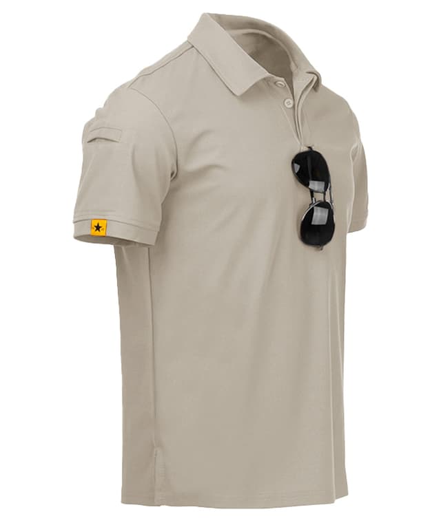 JACKETOWN Poloshirts Herren Kurzarm Atmungsaktives Schnelltrocknend Poloshirts Männer Tennis Sommer Knopfleiste T-Shirts Männer Casual Sport Shirt Basic Regular Fit Golf Polohemd XL 012-helles Khaki 🎾👕