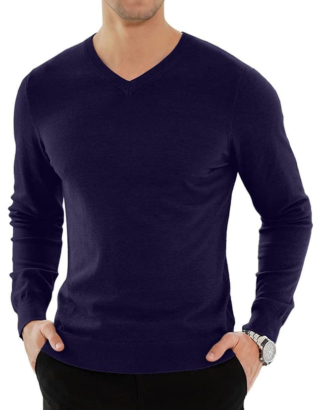 KUYIGO Herren Plain V-Ausschnitt Pullover Slim Fit 🧥❄️