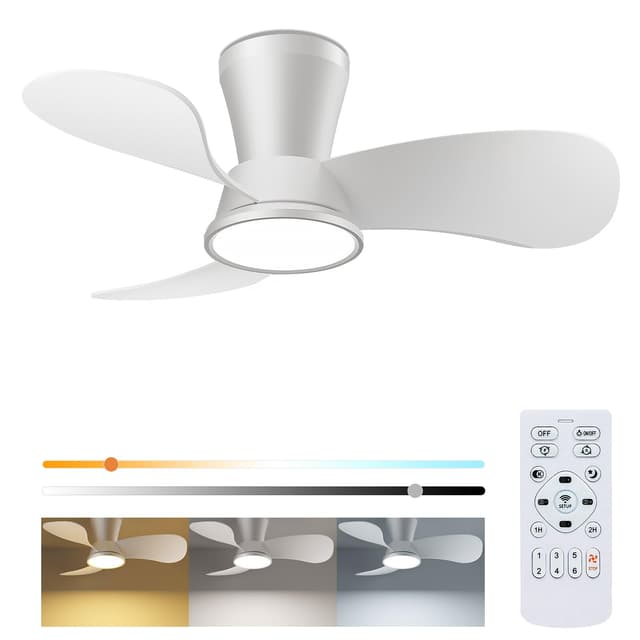 Slochi Leiser Deckenventilator mit Beleuchtung 30dB, 77cm Durchmesser