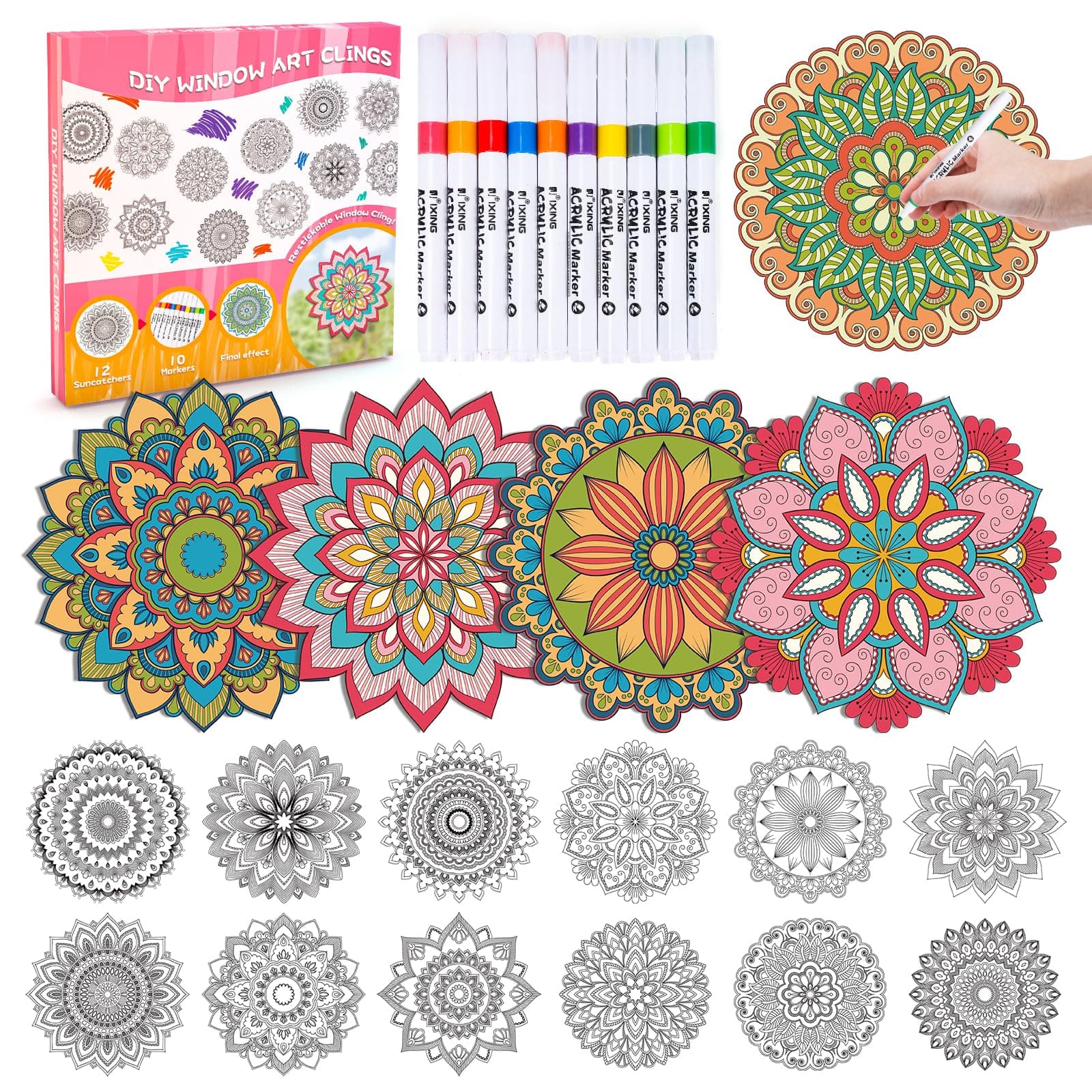 🎨 DIY Fensterkunst Bastelset für Kinder 5-11 Jahre - Kreative Sonnenfänger Basteln Spielzeug ab 5-10