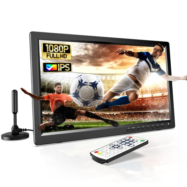 📺 DESOBRY Camping TV 15,6 Zoll Tragbarer Fernseher mit 3000mAh Akku