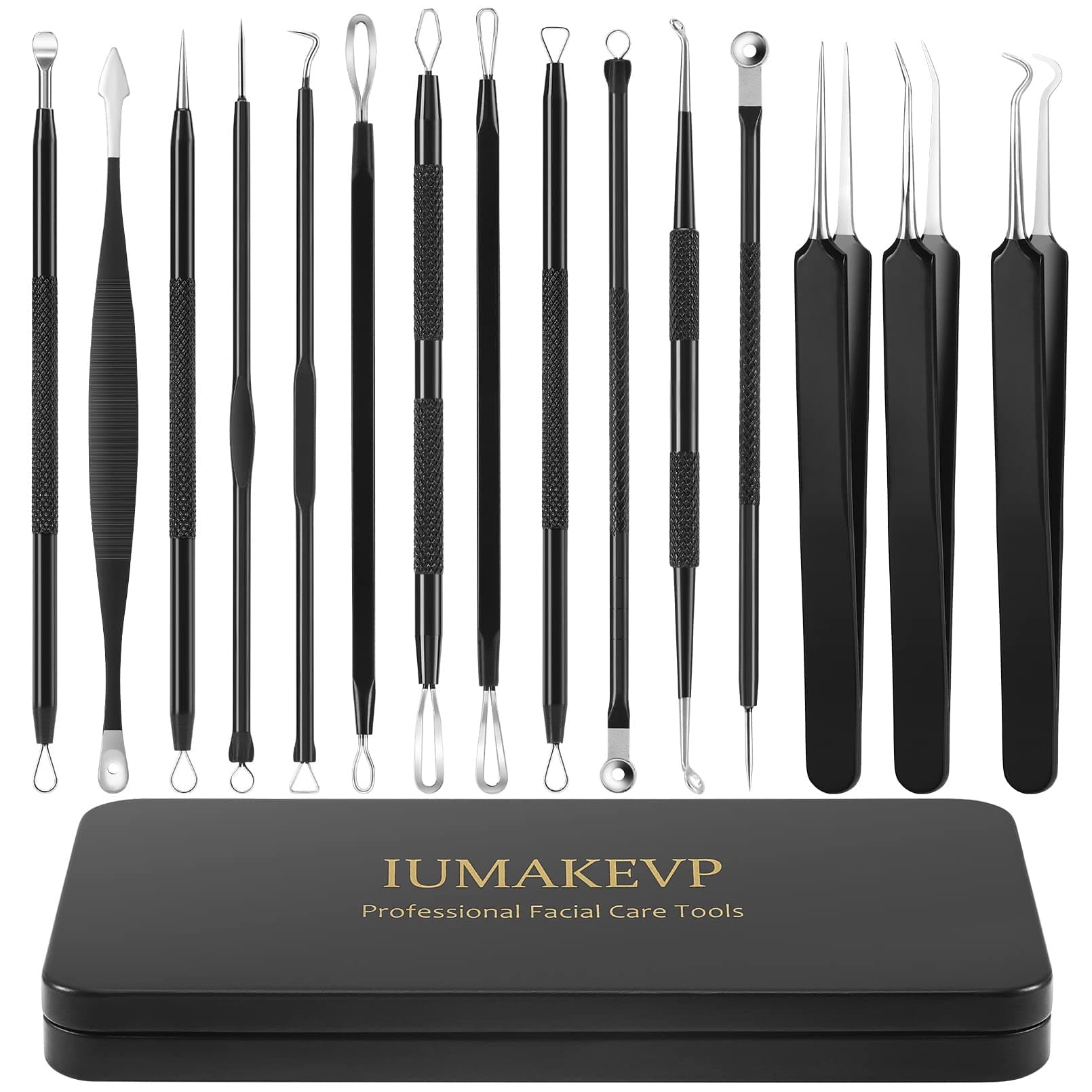 Mitesserentferner Komedonenquetscher Set - 15-teiliges Hochwertiges Blackhead Remover Set 😊