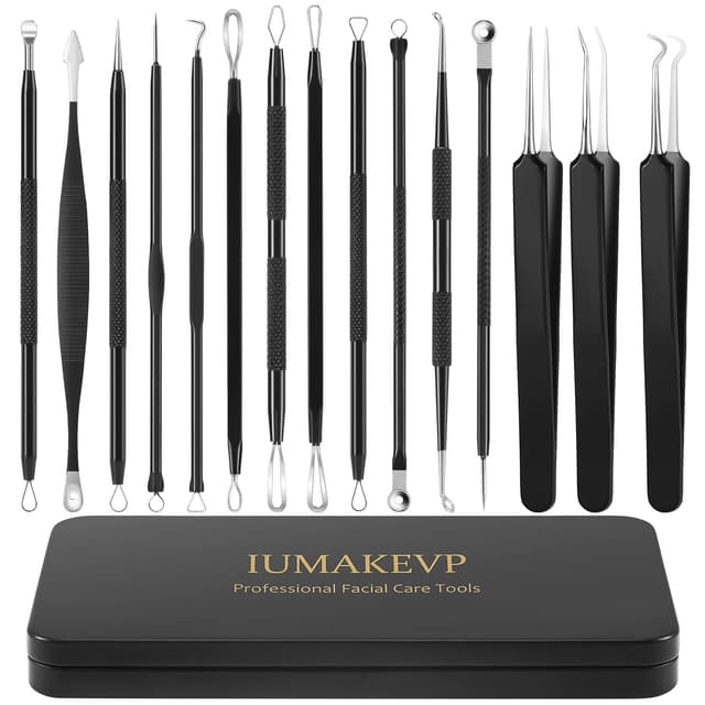 Mitesserentferner Komedonenquetscher Set - 15-teiliges Hochwertiges Blackhead Remover Set 😊
