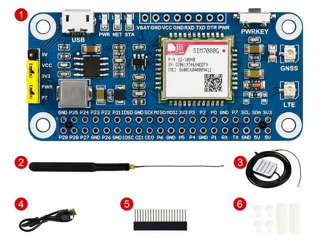 🌐🔌 Waveshare NB-IoT/Cat-M(eMTC)/GNSS HAT für Raspberry Pi mit SIM7080G