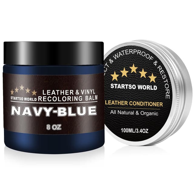 STARTSO WORLD Leder Reparatur Set blau mit Lederfett, 200ml Flüssigleder, Lederfarbe, Leder-Schramm-Entferner, Leder- & Vinyl-Reparaturset