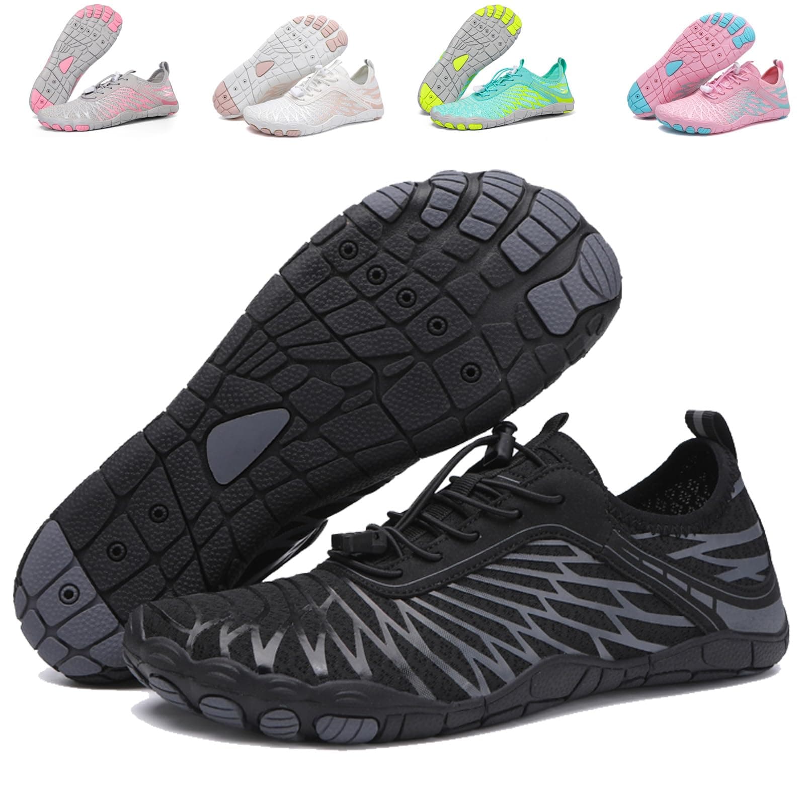 FOGOIN Feldluft Barfußschuhe Damen Herren Walkingschuhe Expert Pro - Gesunde & Bequeme Barfußschuhe für Rock & Pure Movement 41 EU F A8305schwarz