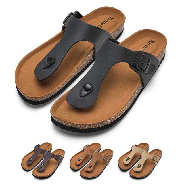 🌟 Torotto Damen Zehentrenner Flip Flops Pantoletten Hausschuhe Sportliche Kork-Fußbett Schlappen 🌟