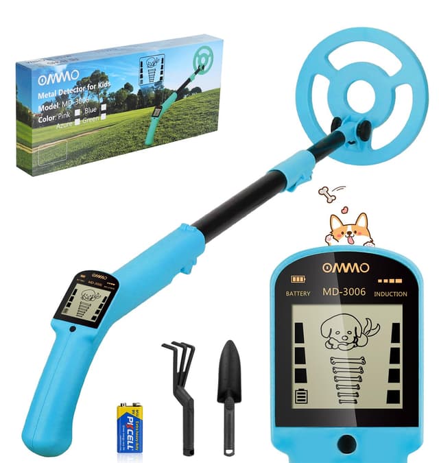 OMMO Metalldetektor für Kinder mit niedlichem Welpen-LCD-Display und Tonanzeige