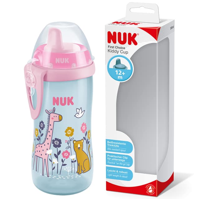 🦒 NUK First Choice Kiddy Cup Trinklernbecher | 12+ Monate | 300 ml | BPA-frei | Giraffe (pink) 🌟