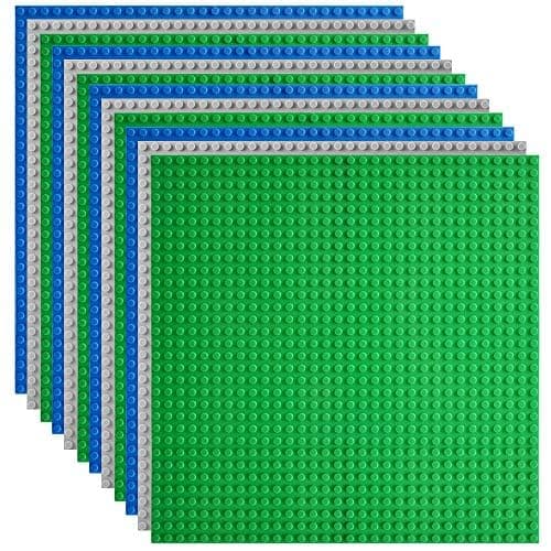 Lekebaby 12 Platten-Set Bauplatte Kompatibel mit Meisten Marken 25 * 25cm 💚💙🟦