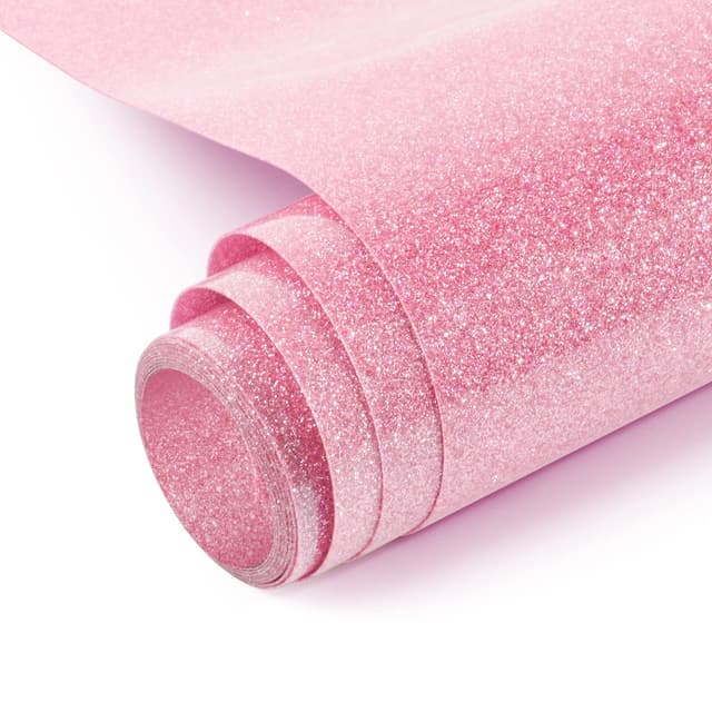 NANAPLUMS Glitzer Plotterfolie Textil - Heat Transfer Vinyl Transferfolie Plotter Flexfolie für Textilien Transferfolie zum Aufbügeln für DIY T-Shirt, Stoffe(Rosa) Glitzer Rosa