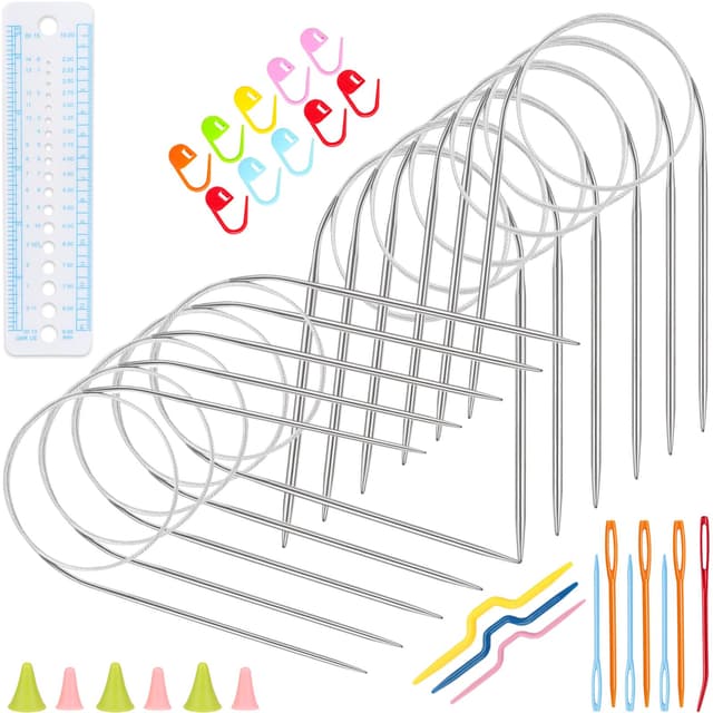 🧶 Katech 11 Stück Rundstricknadeln Set - 80cm Lange Rundstricknadeln aus Edelstahl 🪡