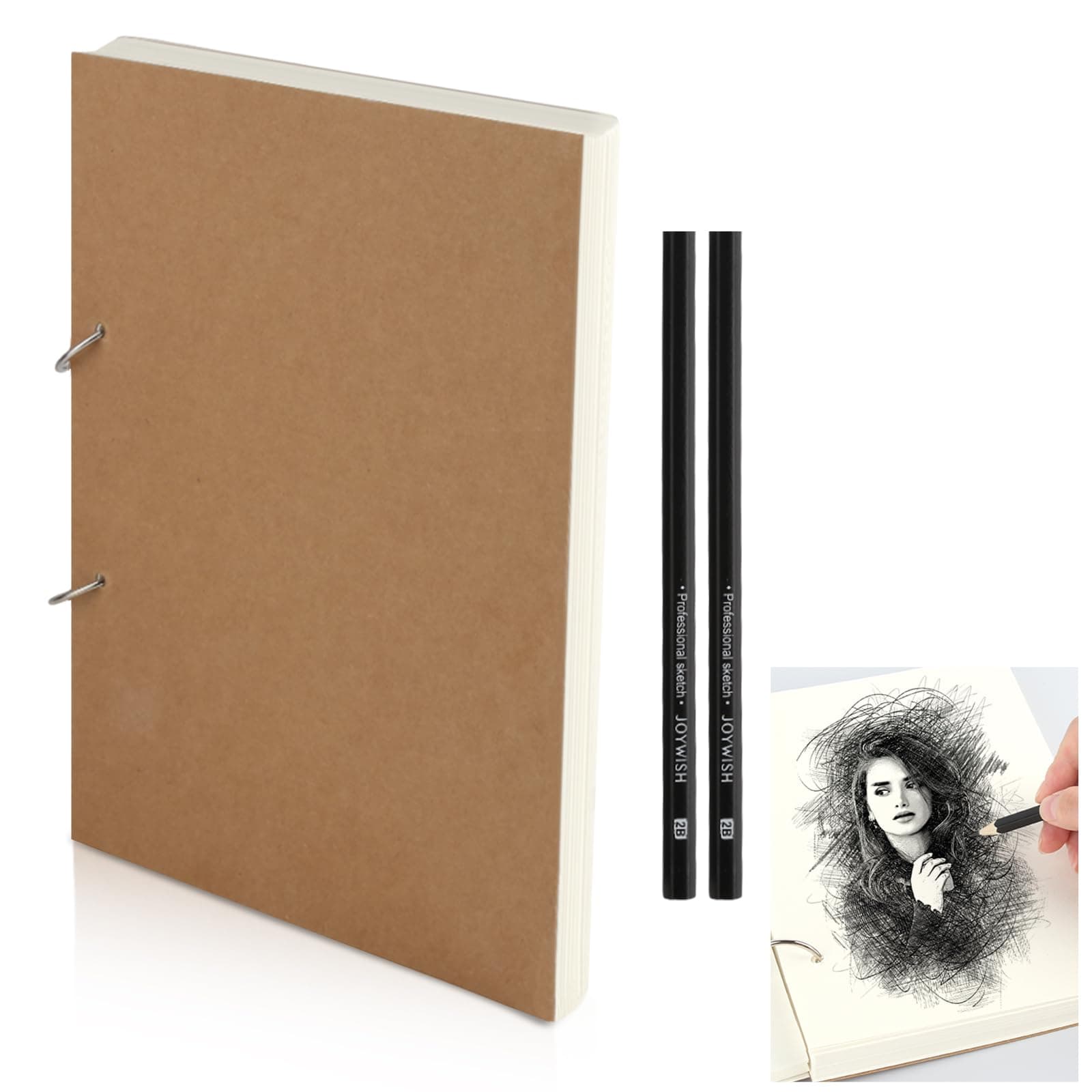 🎨 150 Seiten Skizzenbuch A4 | Zeichenblock mit Bleistifte | Sketchbook Blanko