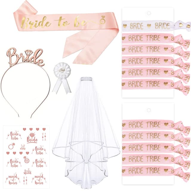 👰‍♀️🎉 Junggesellinnenabschied Deko Armband Set, 16PCS Braut to Be&Team Bride Armbänder Set 🎁