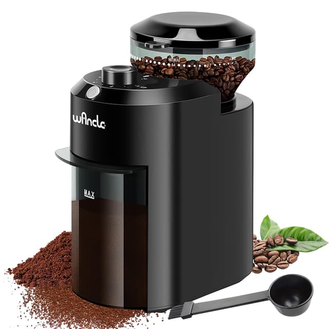 🌟 Angebot! Wancle Elektrische Kaffeemühle - Einstellbares Scheibenmahlwerk für Kaffeebohnen 🌟
