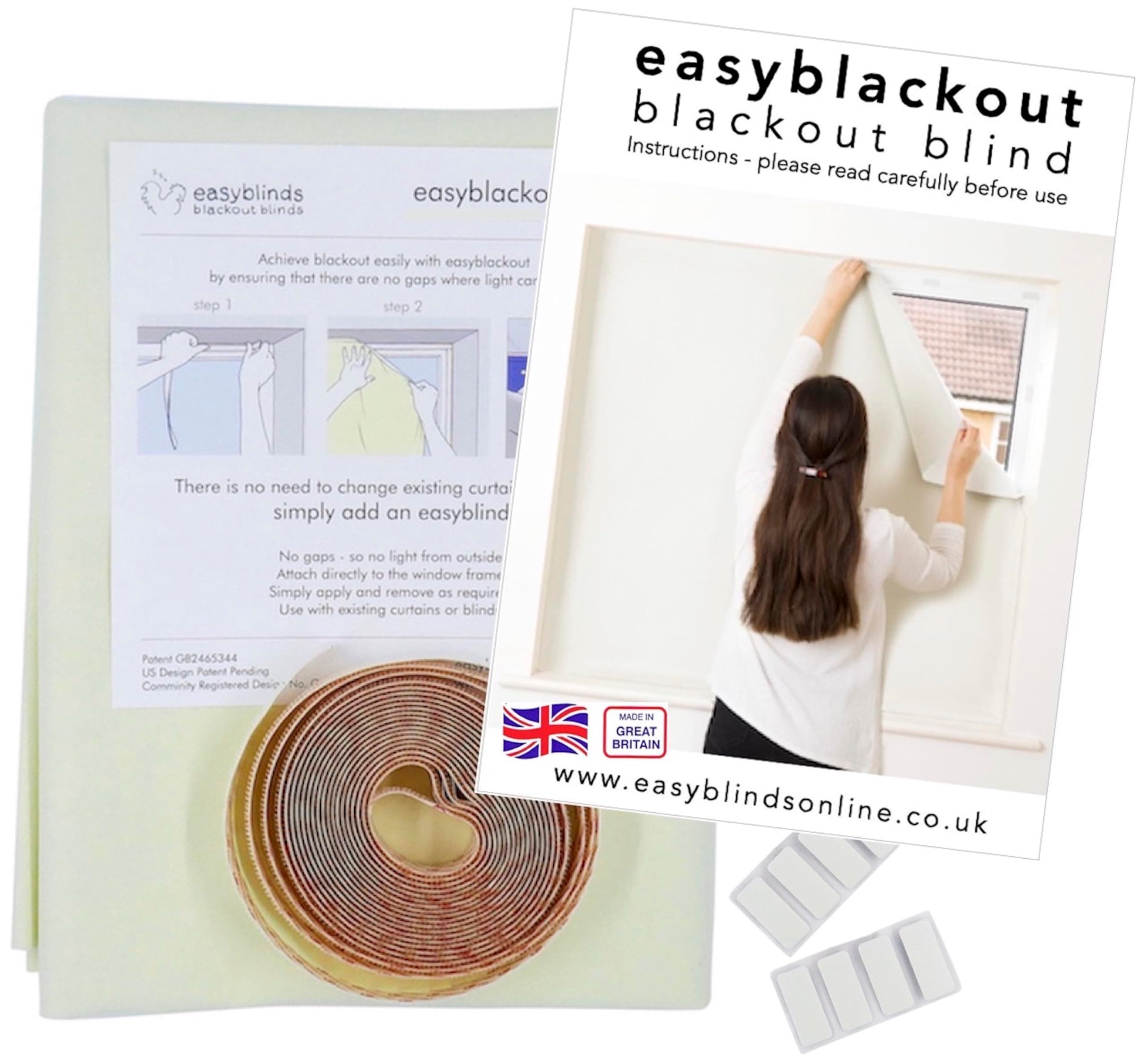 🌙 EasyBlinds EasyBlackout Verdunkelungsrollo Cremefarben B135 x H150 cm - Patentiertes Design für vollständige Verdunkelung