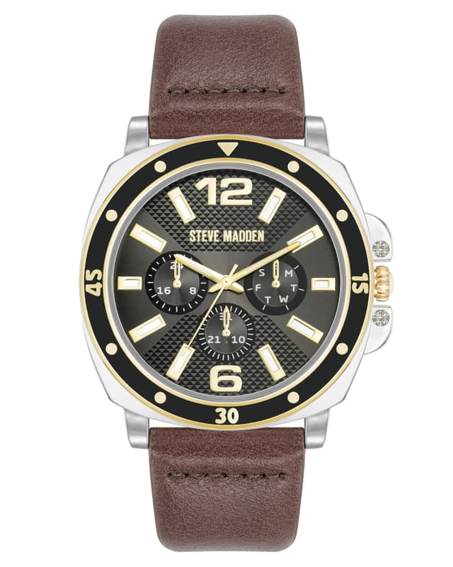 Steve Madden Herren -Strapuhrung Zweifarbig/Grau ⌚🔥