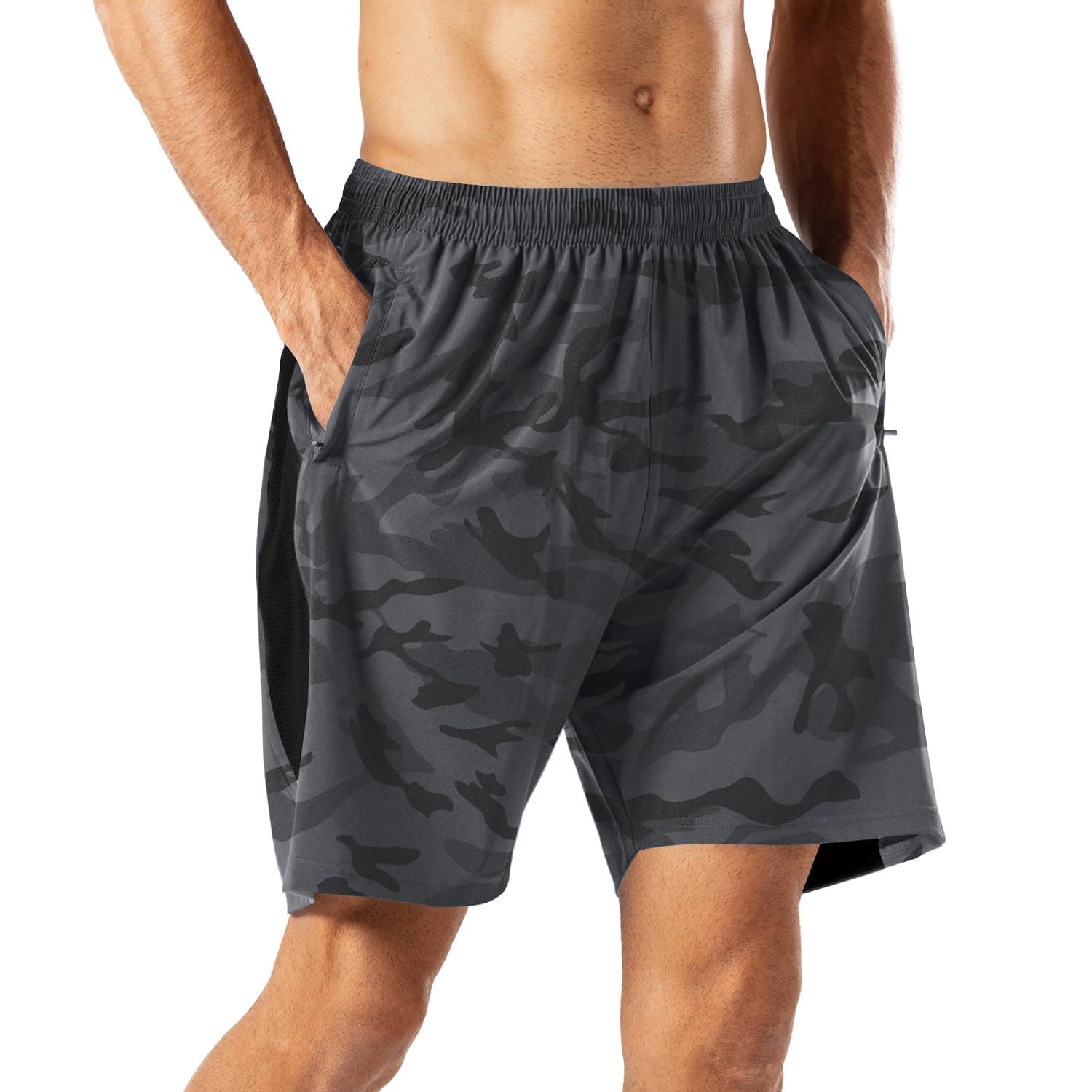 HMIYA Herren Sport Shorts Schnell Trocknend Kurze Hose 4XL Camouflage Grau 💪🏃‍♂️👖