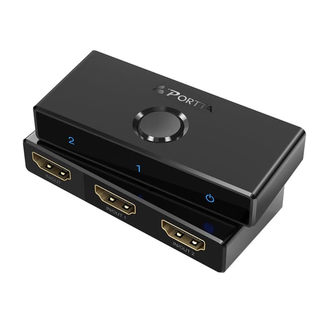 🔥 HDMI Switch 4K 60Hz, PORTTA Bi-Directional HDMI Splitter 1 in 2 Out - Schwarz