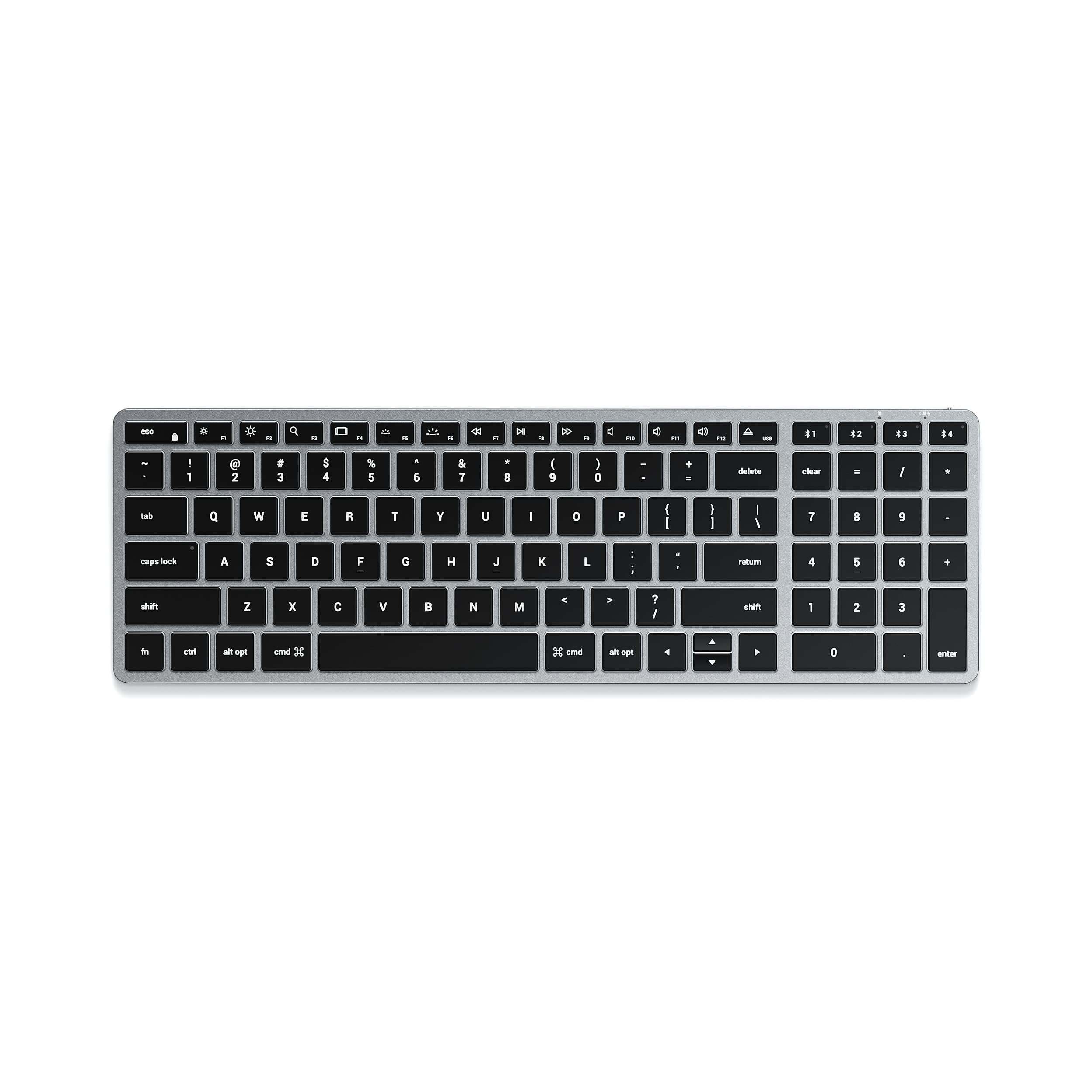 SATECHI Slim X2 Bluetooth Tastatur für Mac - Hintergrundbeleuchtet, Multi-Geräte-Sync, Space Grau