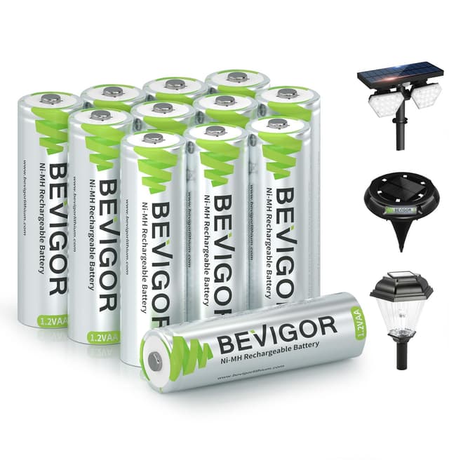 🌞🔋 BEVIGOR 12 Stück 1000mAh 1.2V wiederaufladbare Solar-Batterien 🔋🌞