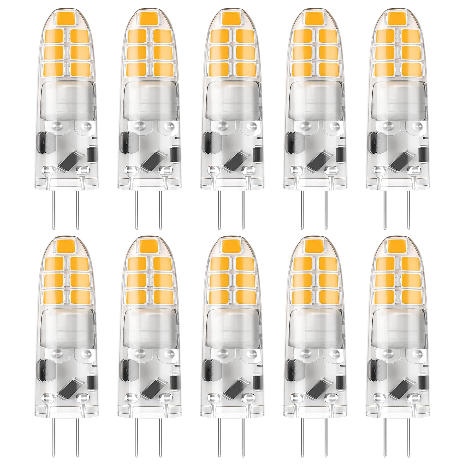 DiCUNO G4 LED Warmweiß, 2W LED Leuchtmittel ersetzt 20W Halogen, G4 Birne 3000K, 200lm, 360°, 10er Pack