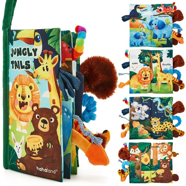 Hahaland Baby Spielzeug Stoffbuch ab 0-3-6 Monate 🐘 3D Bilderbuch Stoffbücher Fühlbuch ab 0-3-6 Monate 🐻 Quiet Book Geschenk für Jungen Mädchen