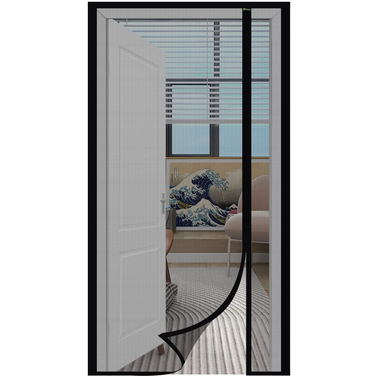 🚪🪰 Sekey Fliegengitter Tür Vorhang | Gegen Katzenkratzer | Seitliche Öffnung | Ohne Bohren | Balkontür Fliegenvorhang | Schwarz 140x230cm