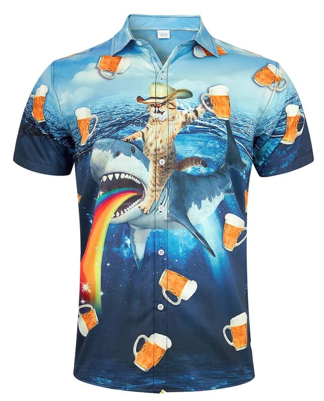ALISISTER Hawaiihemd Herren 3D Drucken Lässig Button Down Strandurlaub Hemd 🌴👕🌺